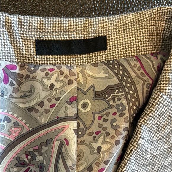 TALLIA Tan/ Brown Sport Coat  Linen Micro Houndstooth pattern size 44L - Picture 6 of 15